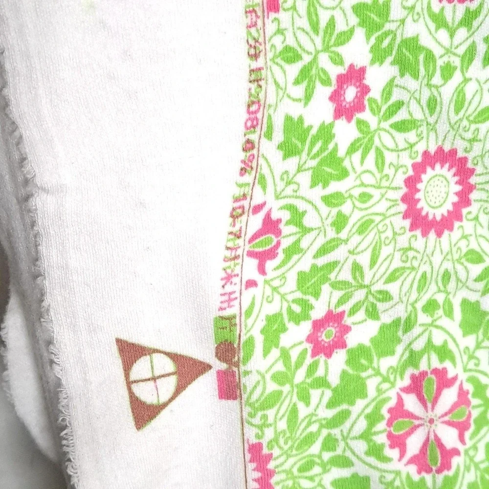 Vintage Floral Fabric 3.5 yard Green Pink Damask Cotton Blend Retro Sewing Craft